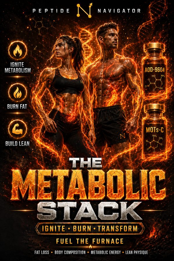 The Metabolic Stack fat-loss and metabolism peptide guide, evidence-first ebook by Peptide Navigator